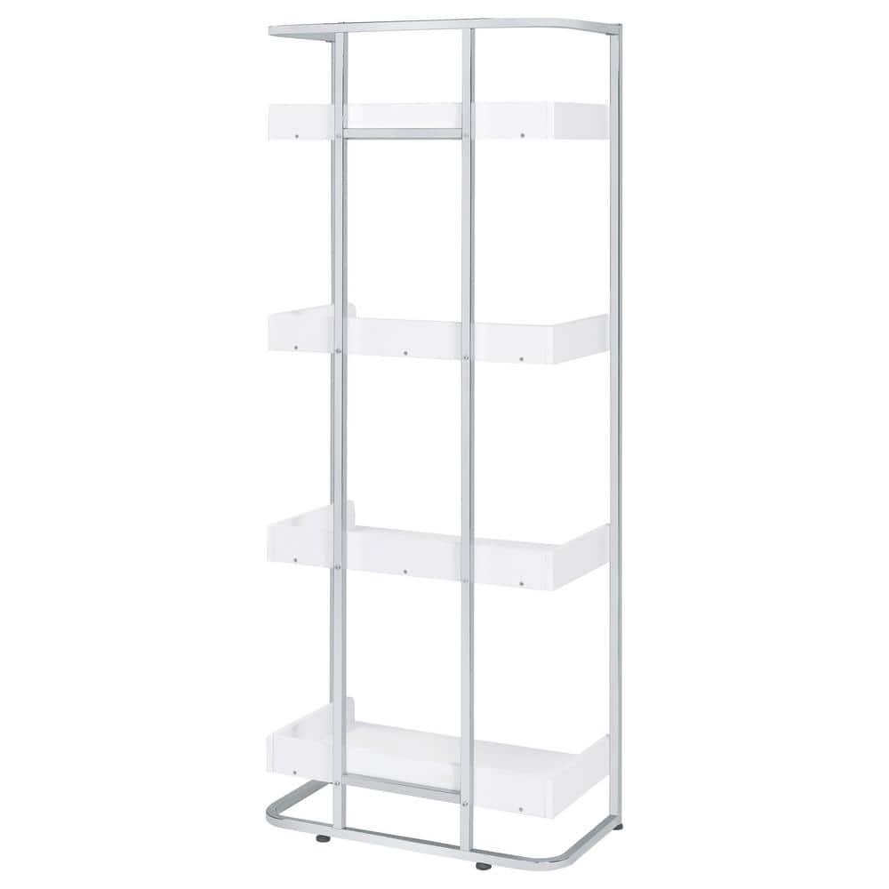 67.5" Ember 4 Shelf Bookcase White High Gloss - Coaster: Laminated, Modern Style, Includes Anti-Tip Hardware