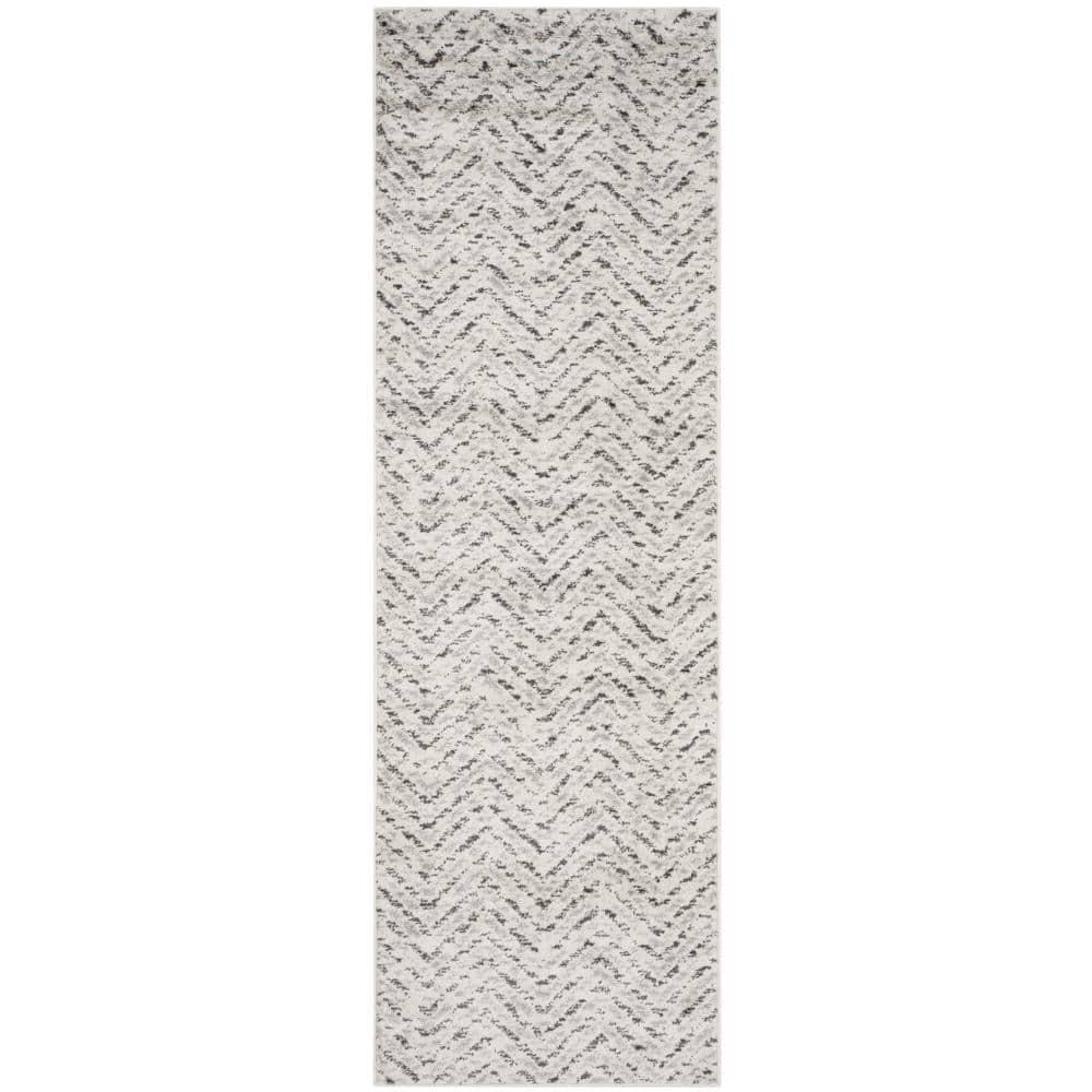 Adirondack ADR104 Power Loomed Runner Rug - Ivory/Charcoal - 2'6"x12' - Safavieh.
