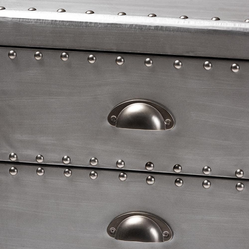 5 Drawer Davet Metal Accent Chest Silver - Baxton Studio: French Industrial Style, Fully Assembled