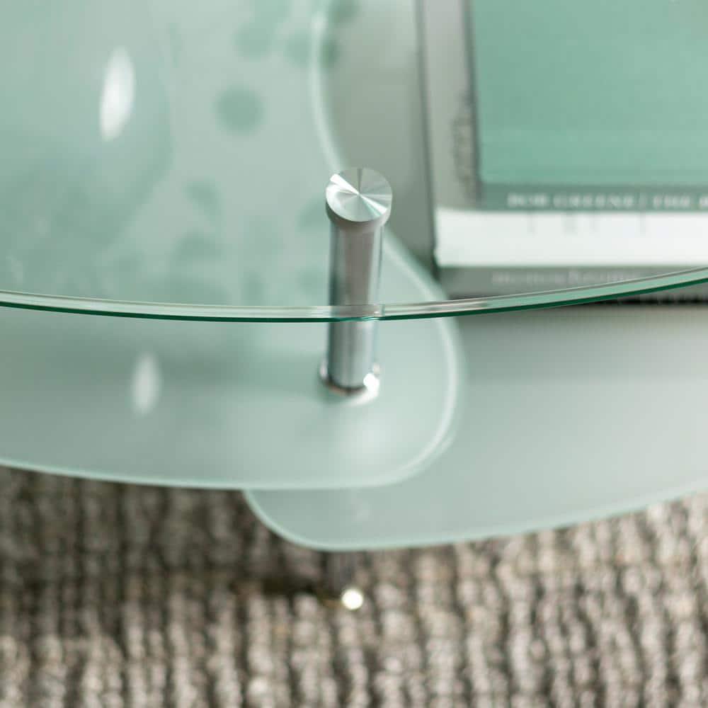 Walker Edison Mid-Century Modern Oval Glass Coffee Table