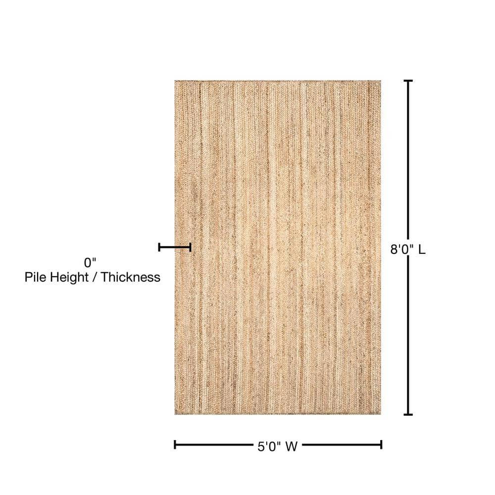 nuLOOM Rigo Hand Woven Farmhouse Jute Area Rug, 5' x 8', Natural