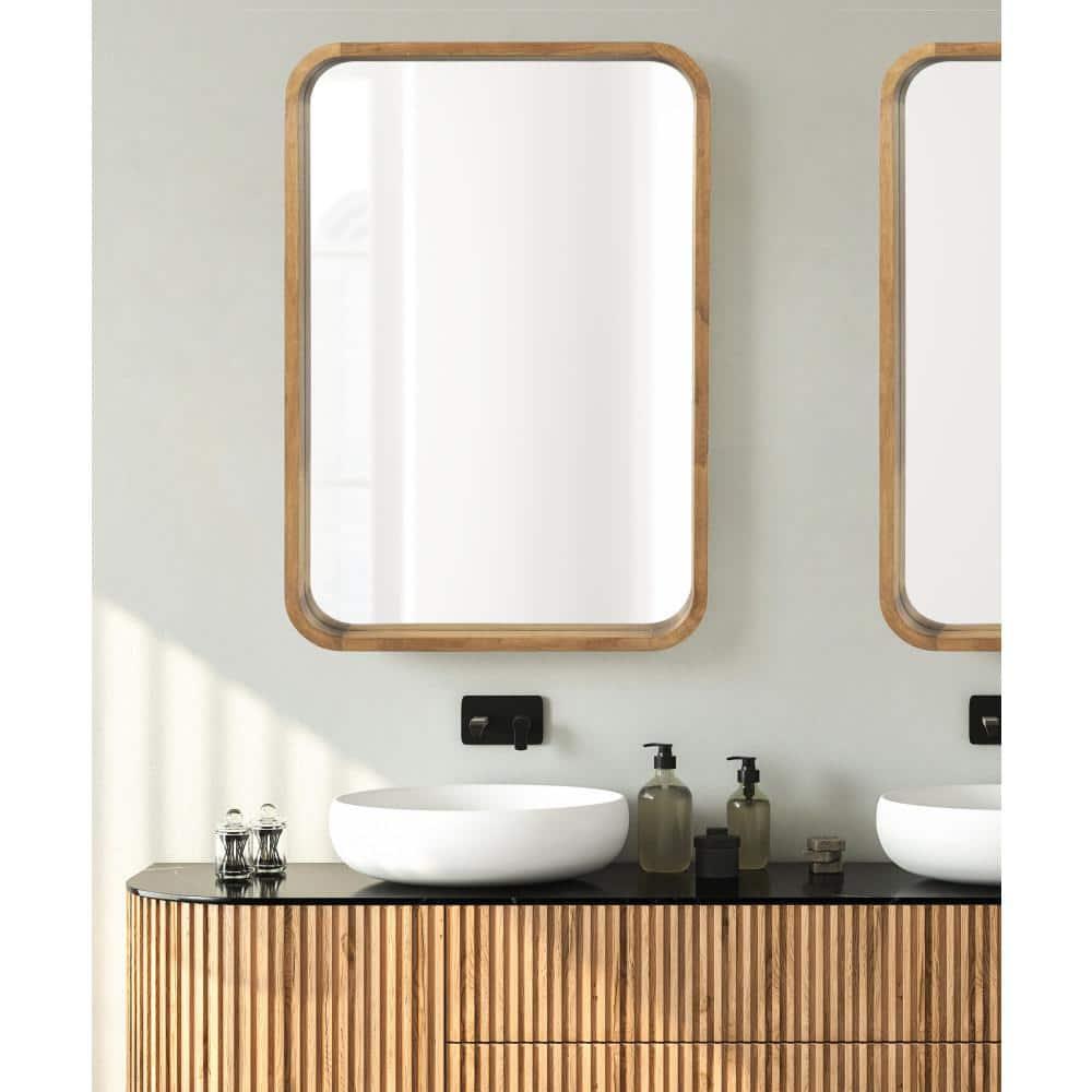 Kate & Laurel All Things Decor 24"x36" Hutton Wood Framed Radius Rectangle Mirror Rustic Brown