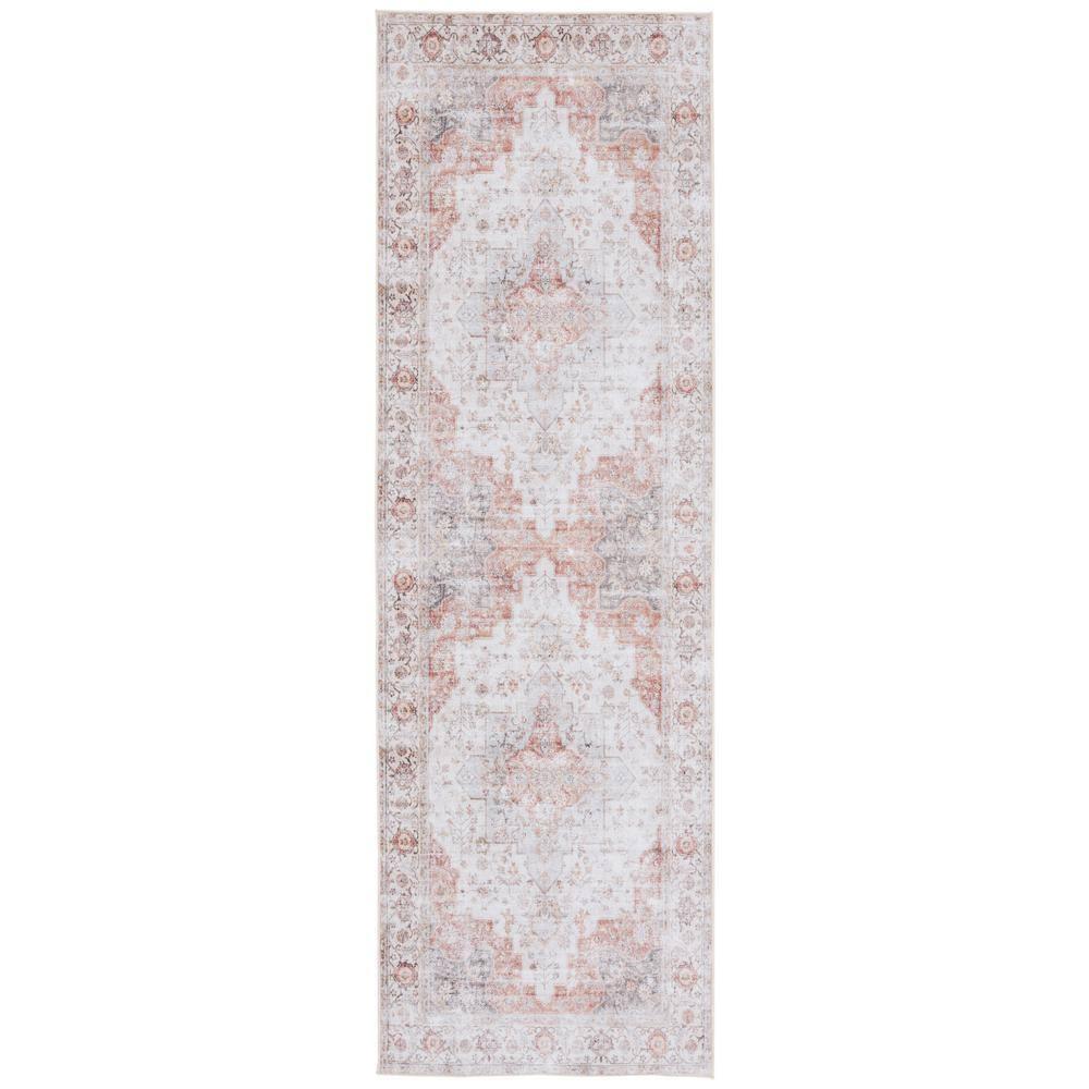 Tucson Vintage Persian TSN105 Power Loomed Machine Washable Skid-Resistant Indoor Runner Rug - Light Grey/Rust - 2'6"x6' - Safavieh