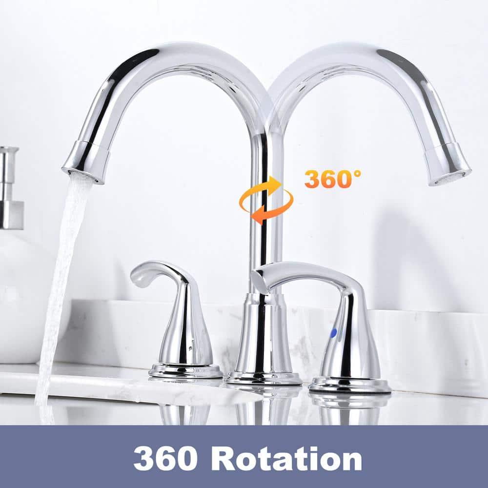 Widespread Bathroom Faucet with Drain Assembly