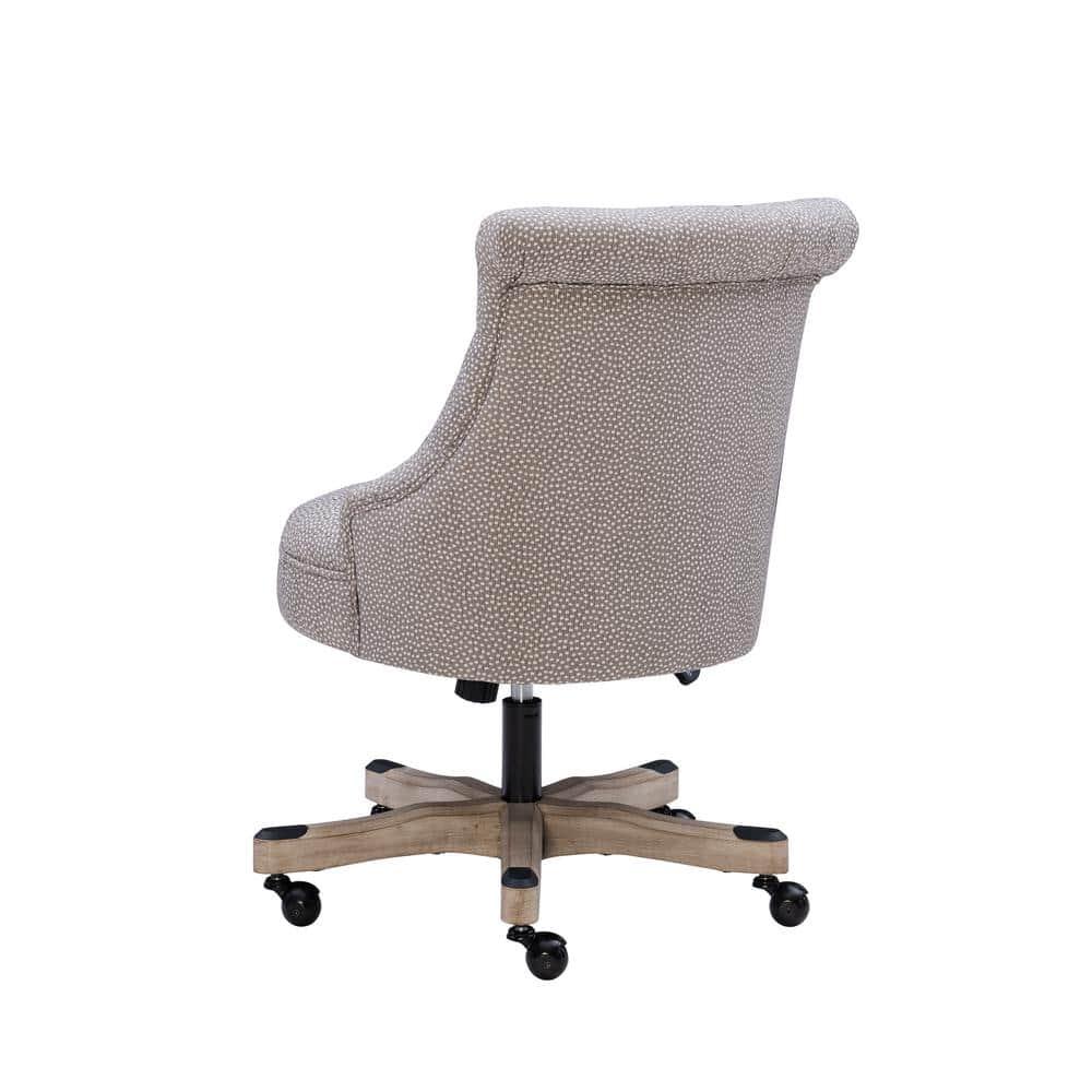Sinclair Traditional Tufted Wood Base Swivel Office Chair Gray Wash Wood Base Light Gray - Linon