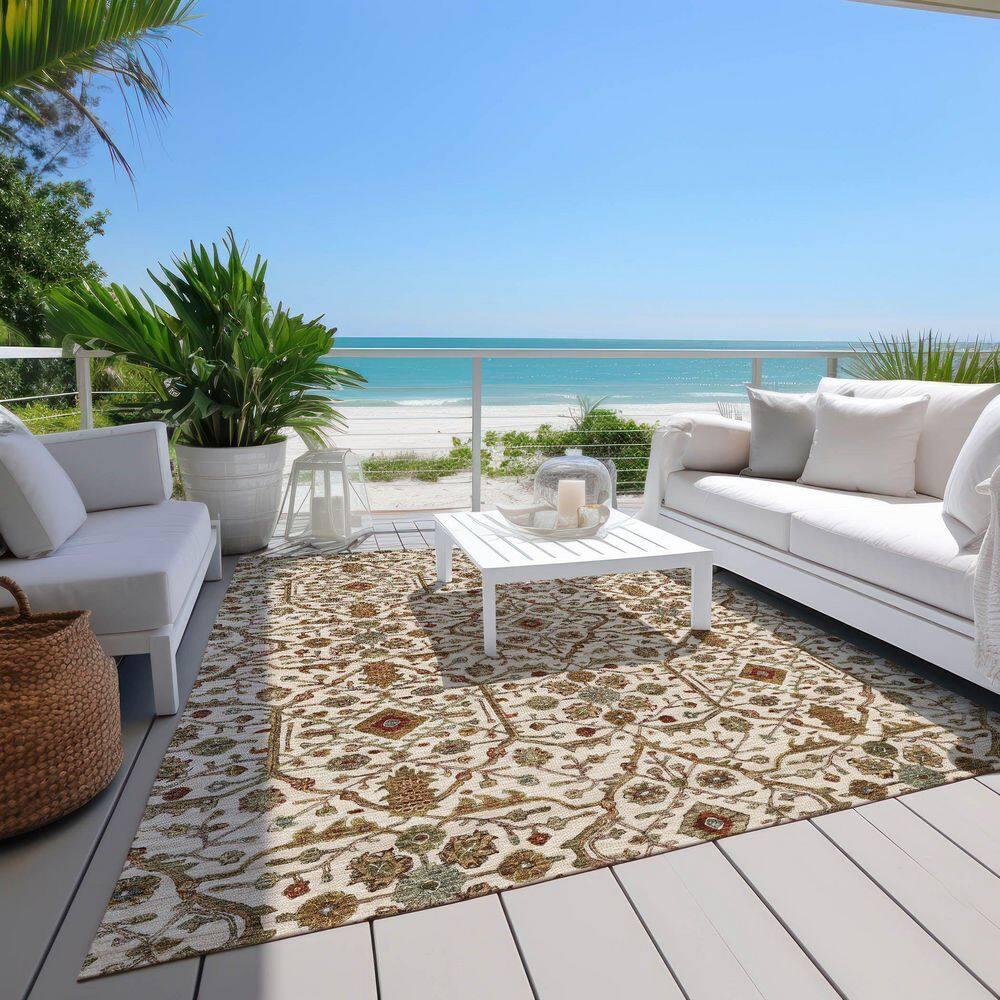 Machine Washable Indoor/Outdoor Chantille ACN1130 Ivory Rug