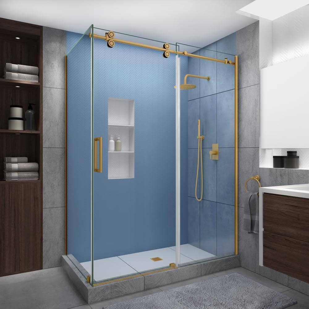 Aston Langham XL 56" - 60" W x 30" D x 80" H Frameless Rectangle Sliding Shower Enclosure SEN979EZ.UC-BG-603080-L