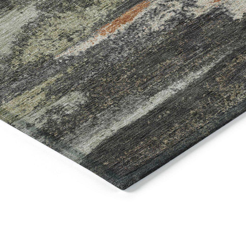 Gray Abstract Flat Woven Washable Rectangular Rug 5' x 7'