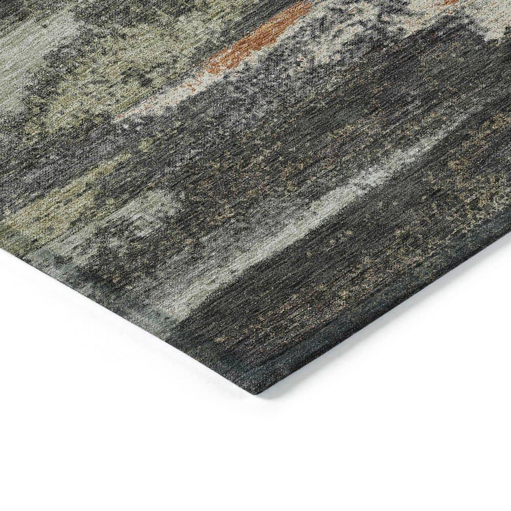 Gray Abstract Flat Woven Washable Rectangular Rug 5' x 7'