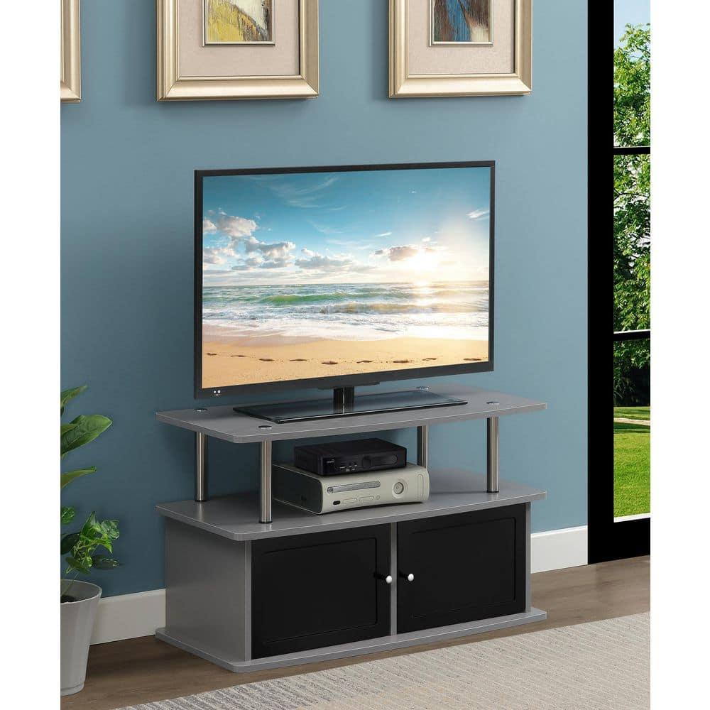 Convenience Concepts Designs2Go TV Stand with 2 Storage Cabinets and Shelf for TVs up to 40", Gray