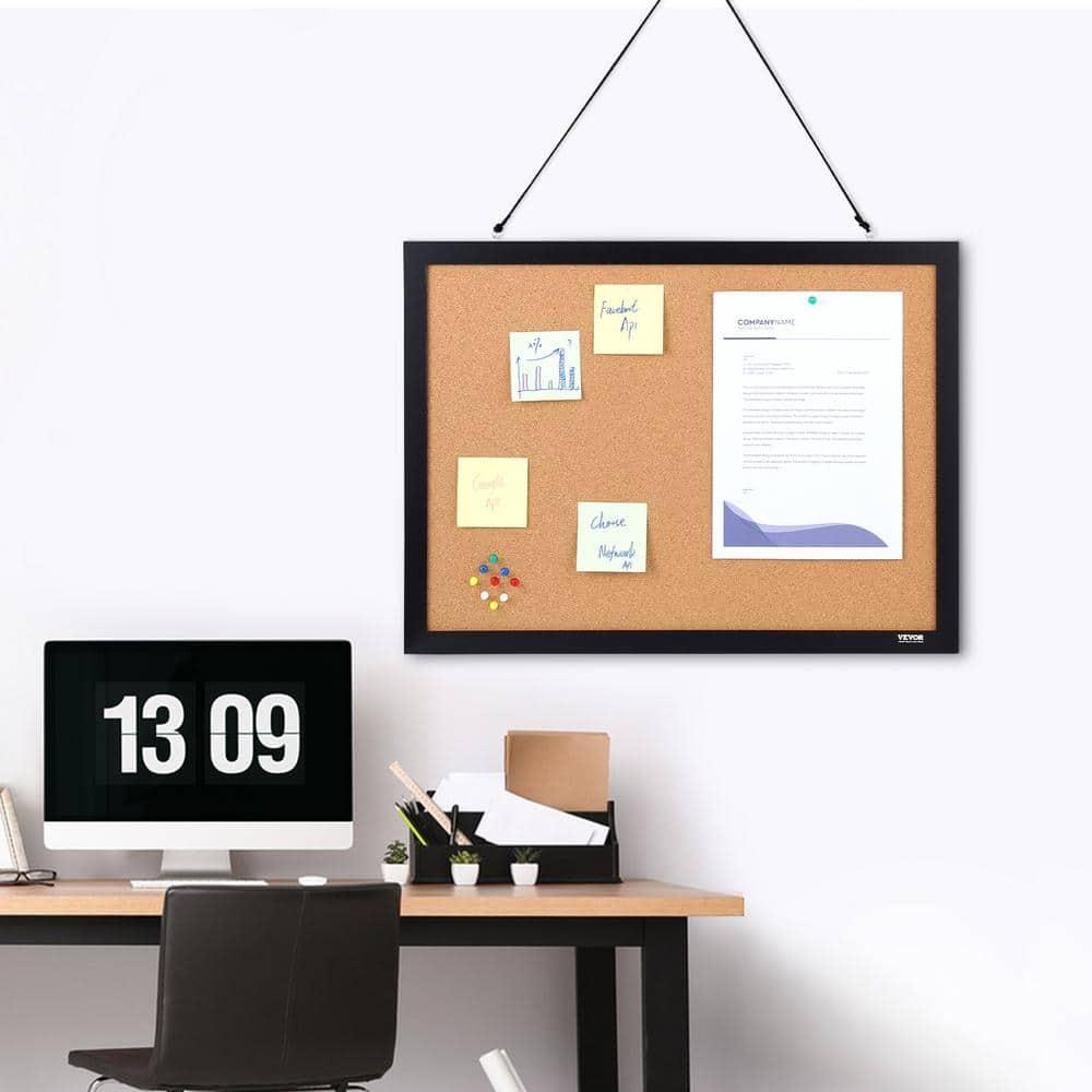 VEVOR Cork Board, 24 x 18 inches, Double-sided Bulletin Board with MDF Sticker Frame, Vision Board Includes 10 Pushpins, for Display and Decoration in Office Home and School