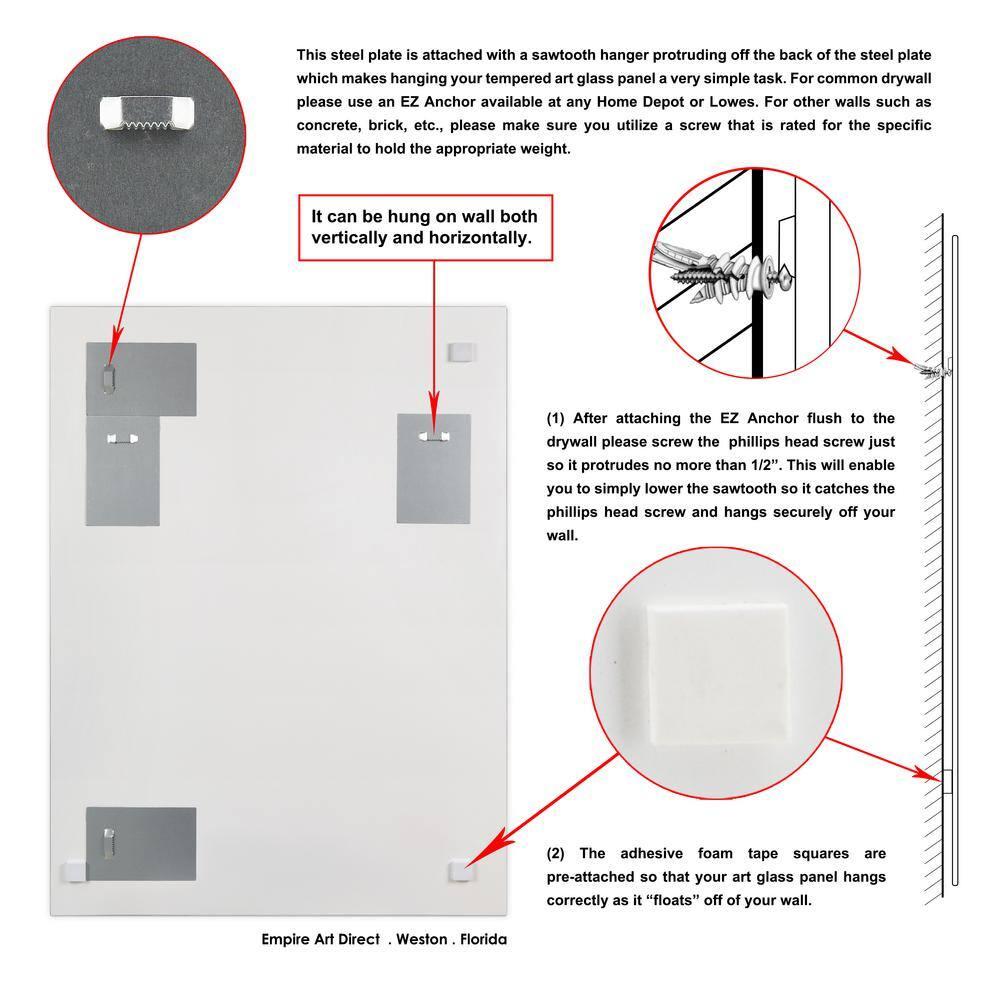 Empire Art Direct Launder Rectangular Beveled Mirror on Free Floating Printed Tempered Art Glass, 40" x 30" x 0.4" each, Ready to Hang
