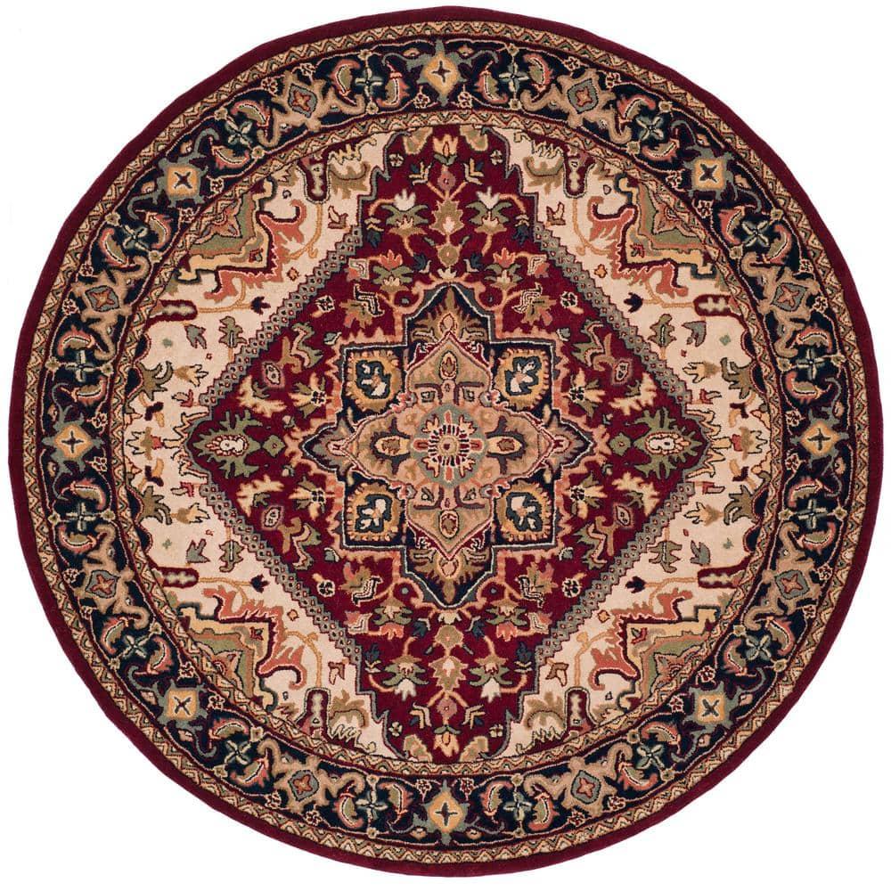 Heritage HG625 Handmade Area Rug - 8' Round - Red - Safavieh