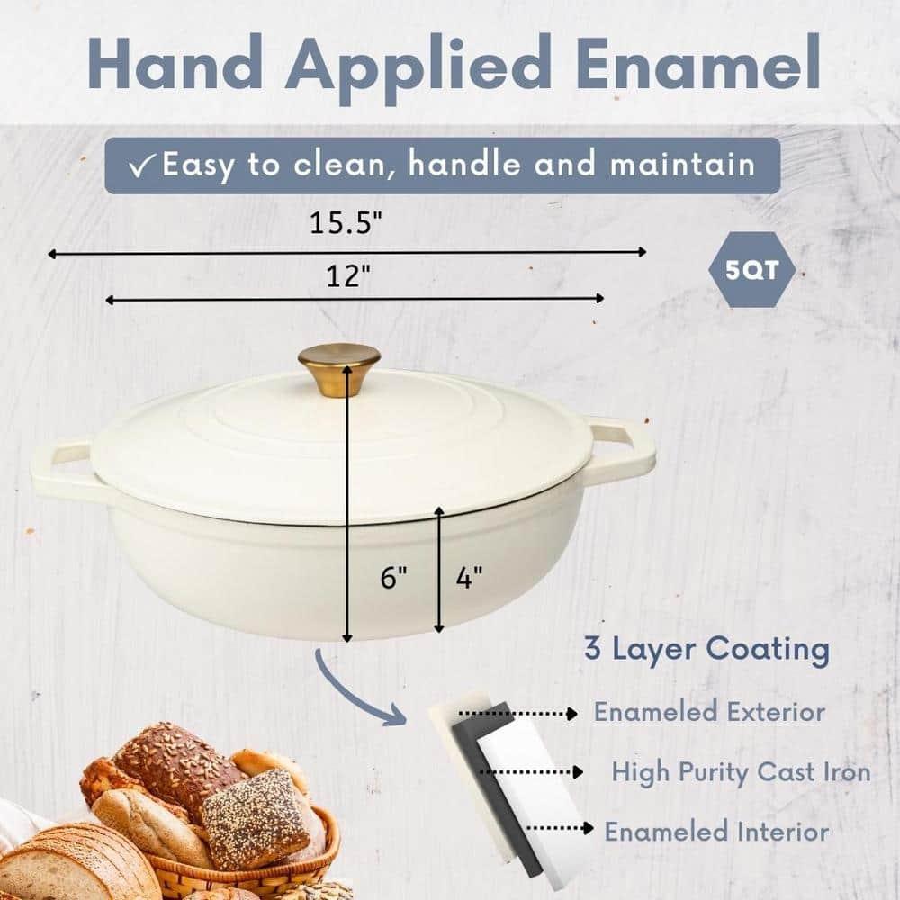 Lexi Home Lexi Home 5 qt. Enameled Cast Iron Round Braiser