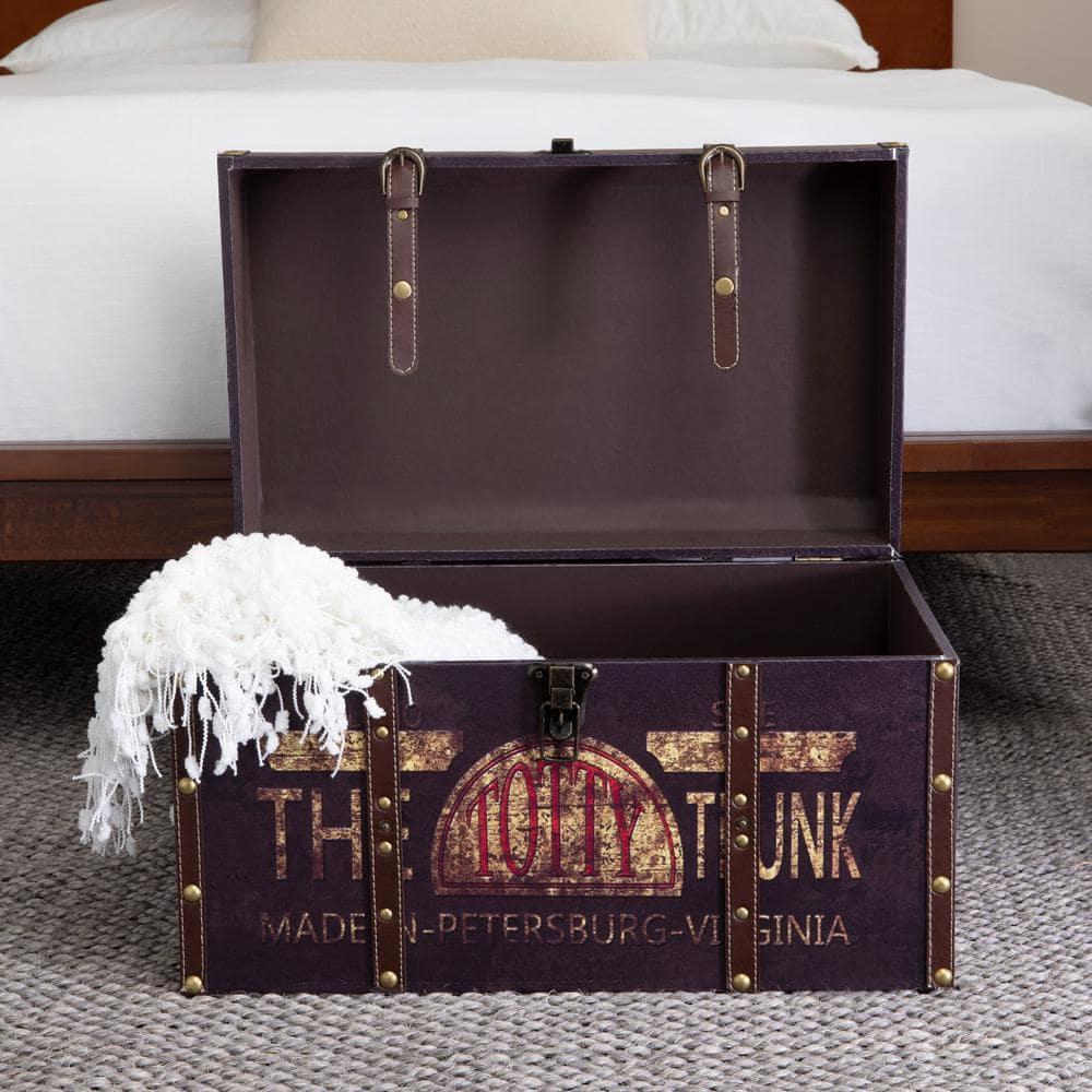 Household Essentials Large Decorative Trunk Green/Black: Multicolored Storage Trunk for All Ages, 22" Width