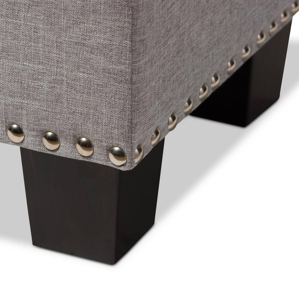 Hannah Modern and Contemporary Fabric Upholstered Button - Tufting Storage Ottoman Bench - Grayish Beige - Baxton Studio