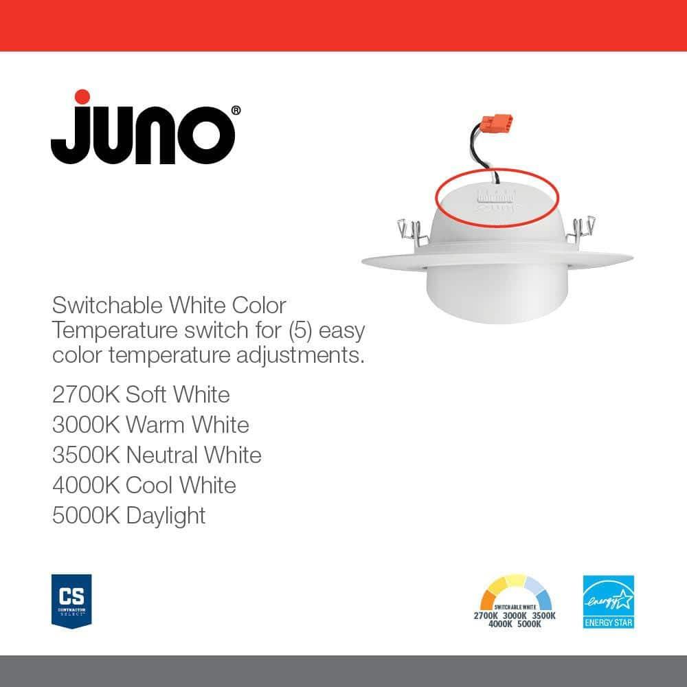 Juno RB56A SWW5 MW M6 6'' Selectable Color Temperature Dimmable IC Rated Standard Recessed Lighting Kit