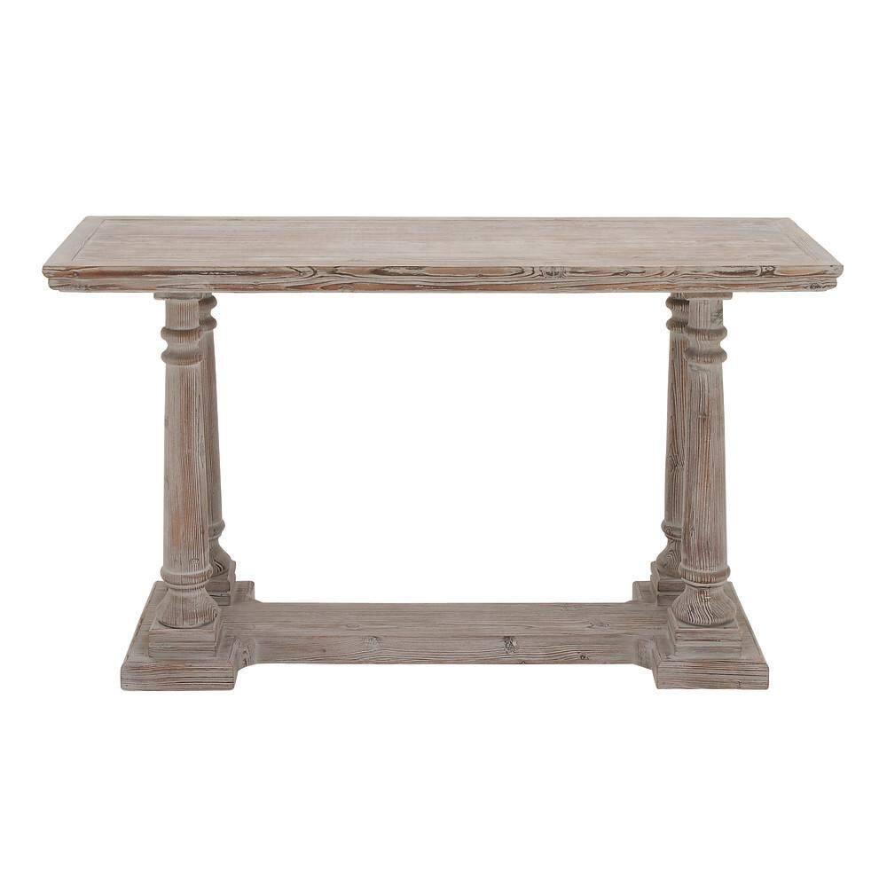 Wood Console Table Light Brown - Olivia & May: Rustic Fixed Shelf, Indoor Use