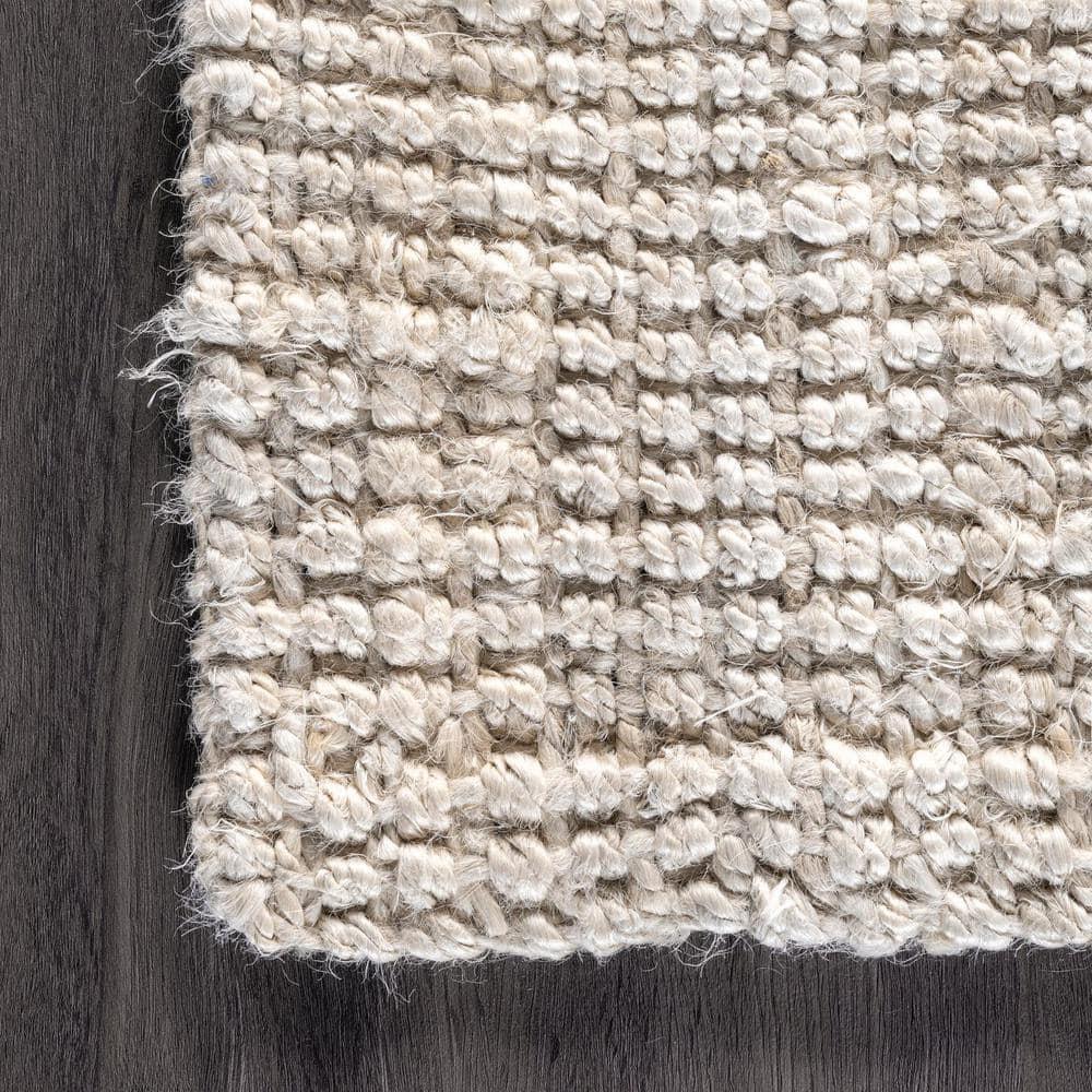 nuLOOM Ashli Solid Farmhouse Jute Area Rug, 3' x 5', Off White