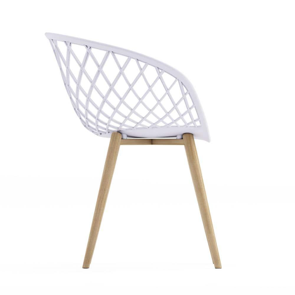 Set of 2 Kurv Chair White - Jamesdar: Mid-Century Modern Armchairs, Steel Legs, Non-Upholstered