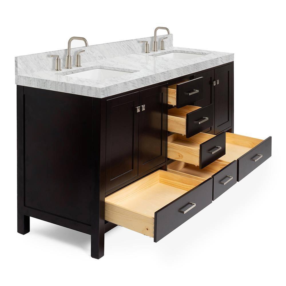 Cambridge Double Bathroom Vanity with Carrara Marble Top