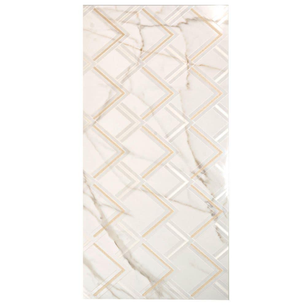 Strata 24 X 48 In. Polished White And Gold Porcelain Large Format Wall Tile (7.75 Sq Ft/Case) - 1 Pack