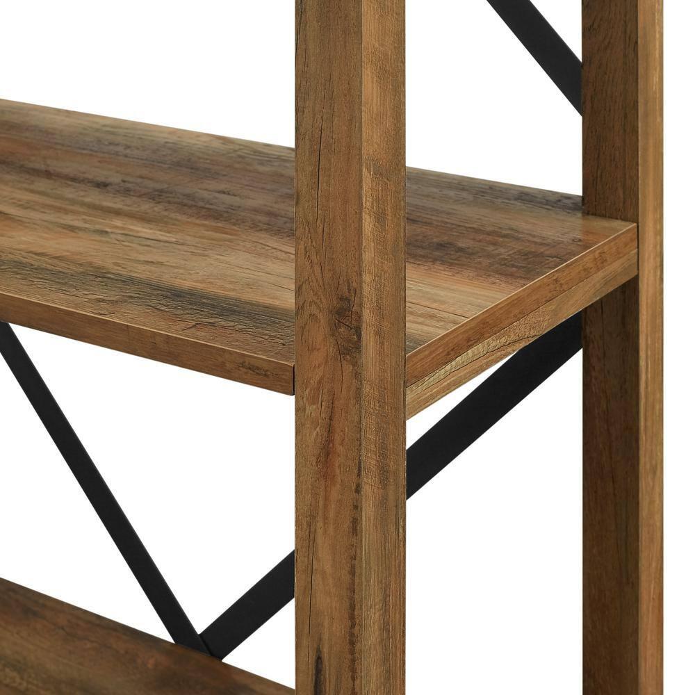 Walker Edison Rustic Industrial 4-Shelf Bookshelf, Reclaimed Barnwood