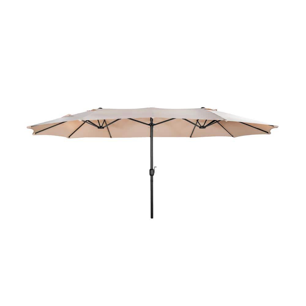 WestinTrends 15 x 9 Ft Double Sided Outdoor Twin Patio Market Table Umbrella, Beige