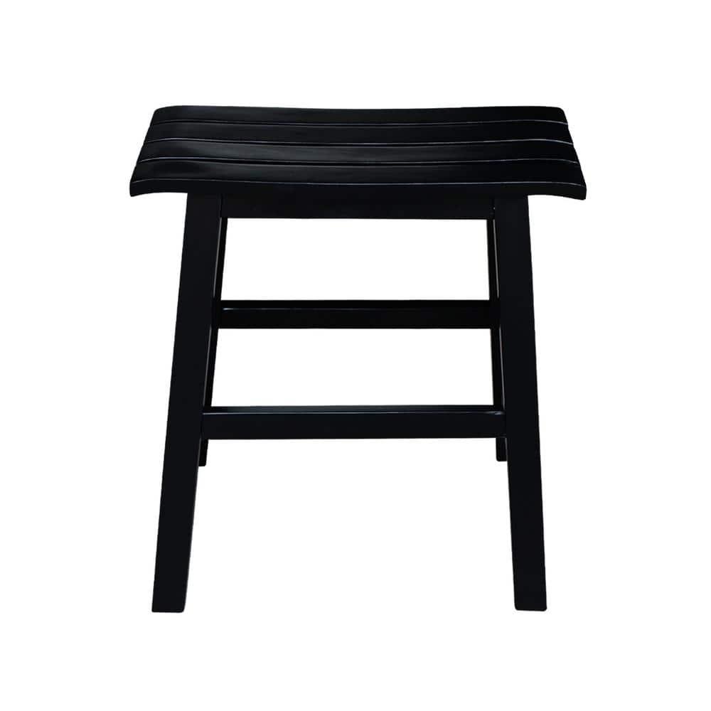 18" Slat Seat Counter Height Barstool Black - International Concepts: Rubberwood, Backless