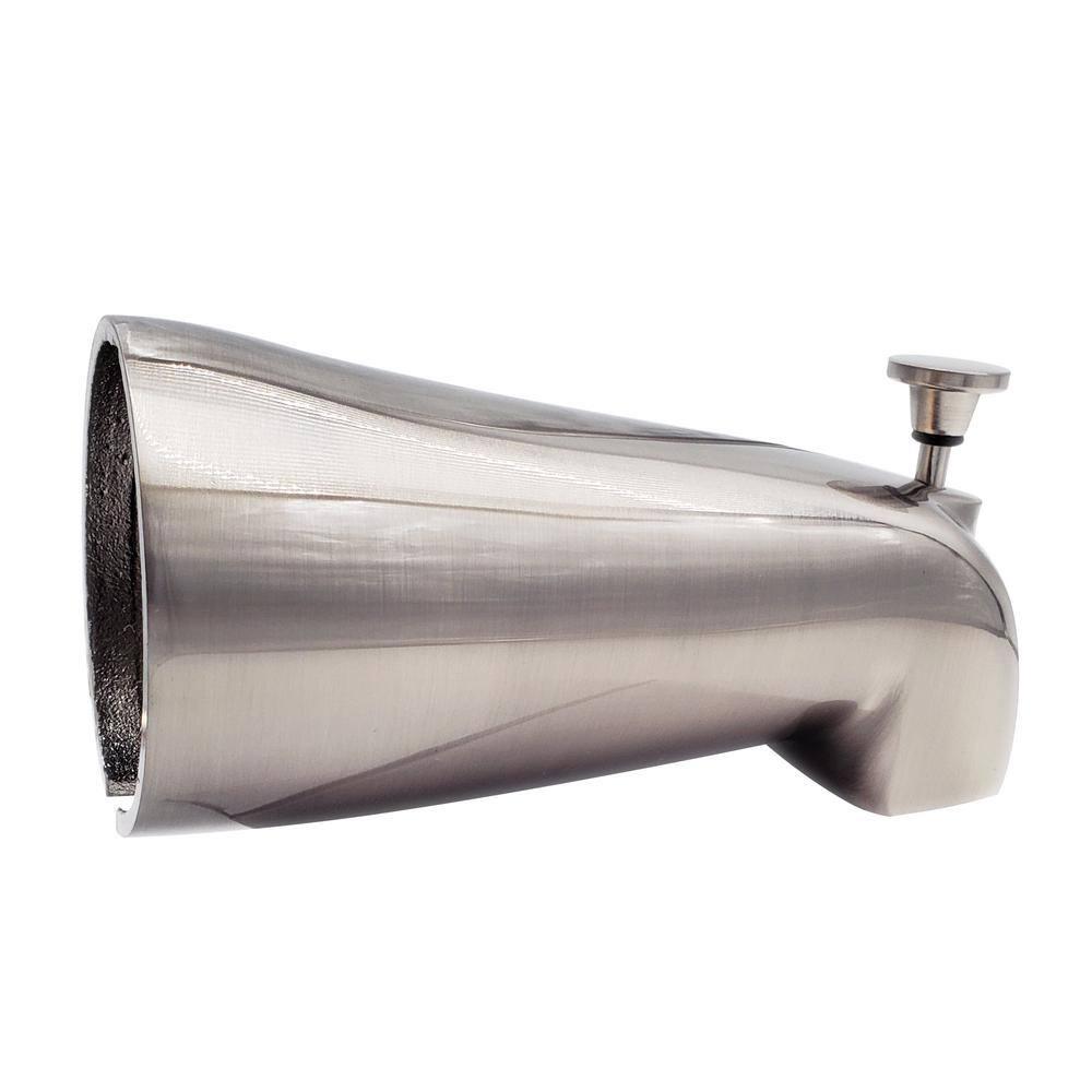 5-1/2" Reach Brass Wall Mount Tub Spout with Nose Diverter