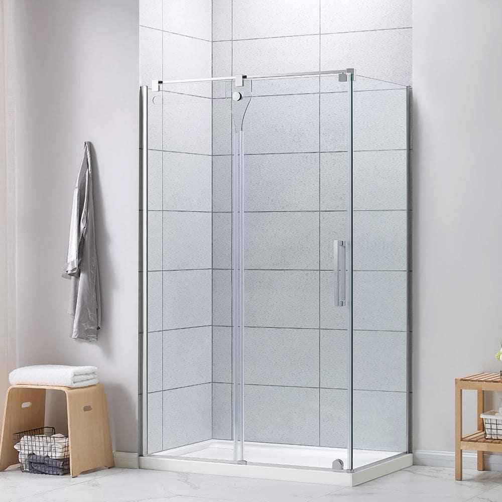 OVE Decors 48" x 32" Rectangle Shower Base Pan, White Acrylic, Hidden Side Drain, Reversible Design