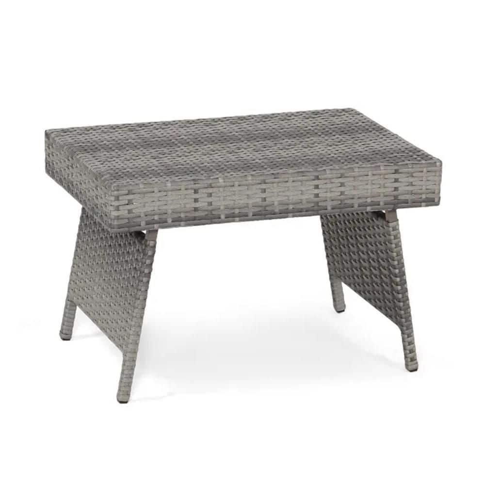 Topcobe Folding PE Rattan Side Coffee Table Patio Garden Furniture, Outdoor Deck Furniture, Gray