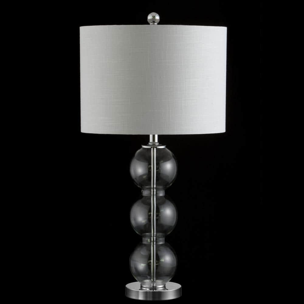 JONATHAN Y JYL1070D-SET2 Bella 27" Glass Triple-Sphere LED Table Lamp, Contemporary, Transitional for living room, dinning room, bedroom, office Bulb Included, Clear/Chrome (Set of 2)