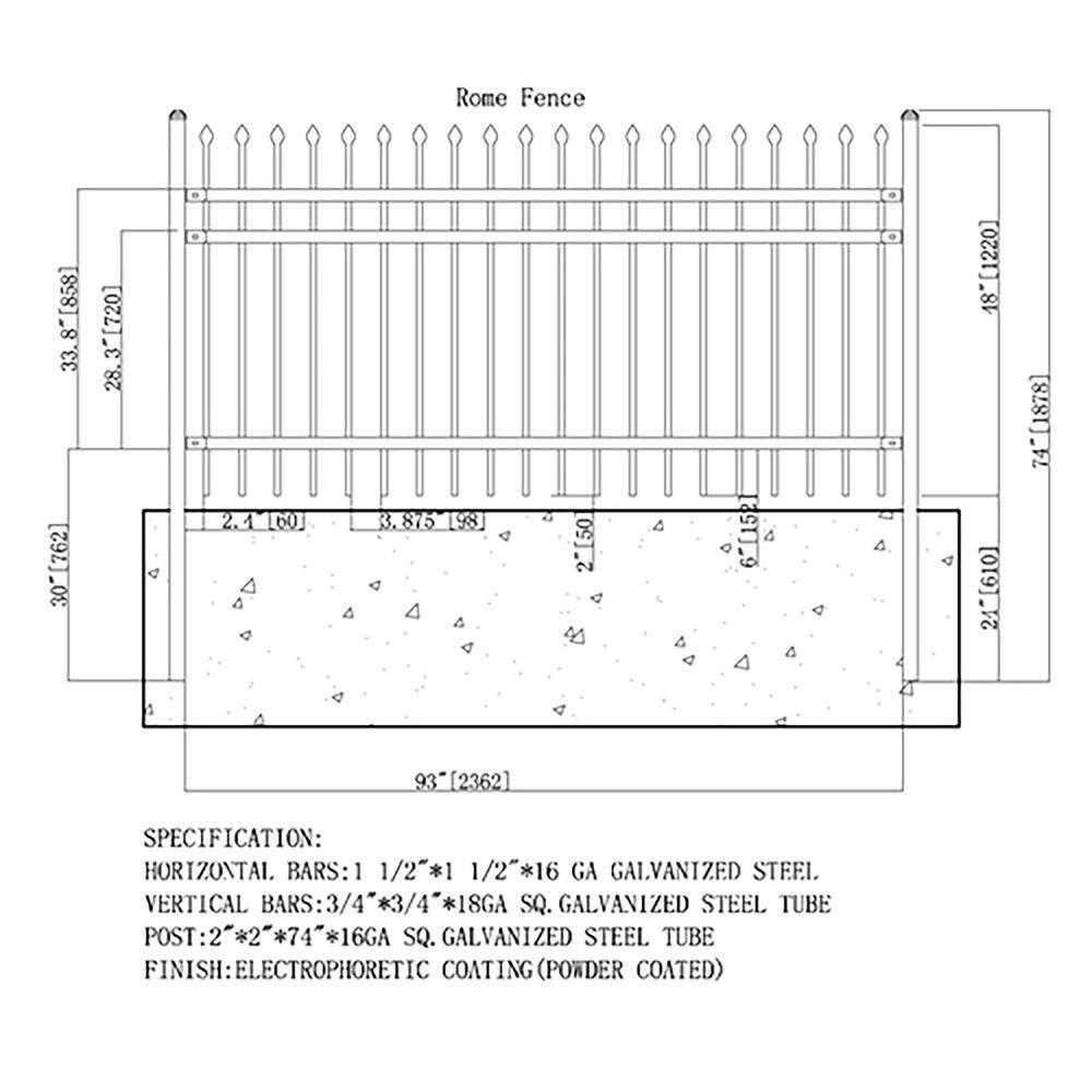 ALEKO 60'' H x 93'' W Black Stainless Steel Fencing