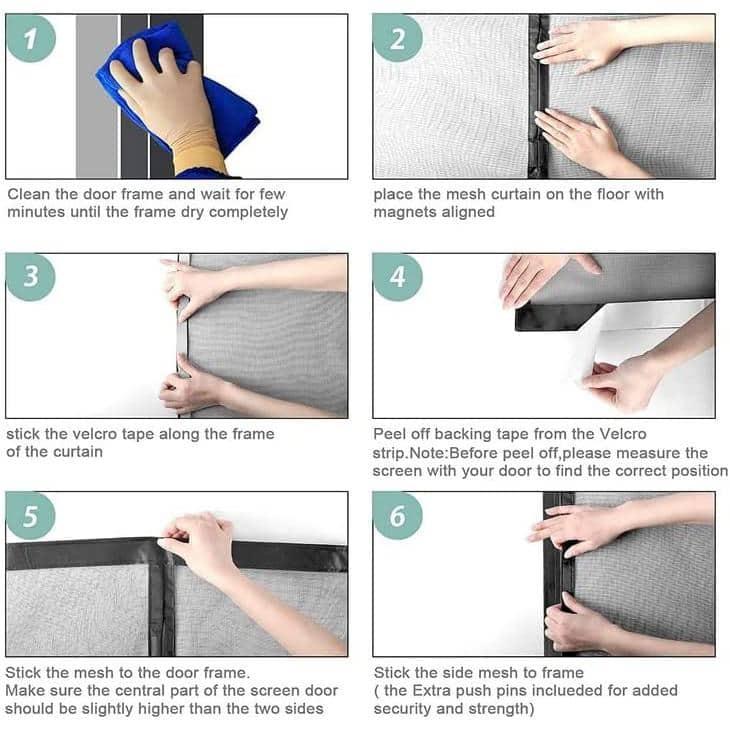 34 in. x 82 in. Black Fiberglass Magnetic Screen Door Heavy Duty Mesh Curtain Bi-Parting