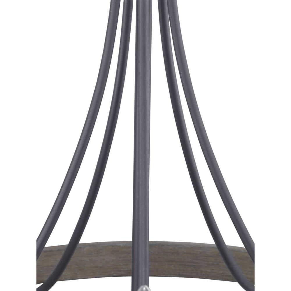 Progress Lighting Gulliver 5-Light Chandelier, Graphite Finish, Wood Grained Texture Shade