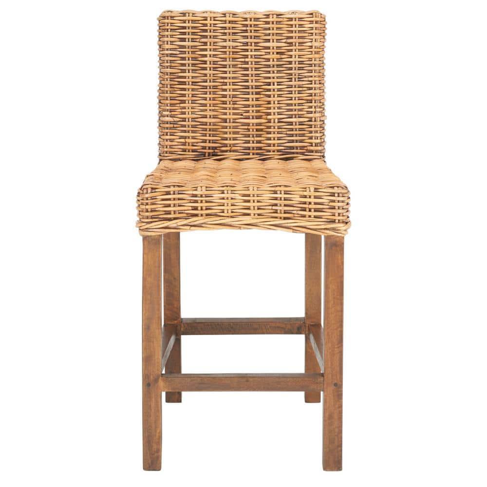 Tobie Rattan Counter Stool - White Washed - Safavieh