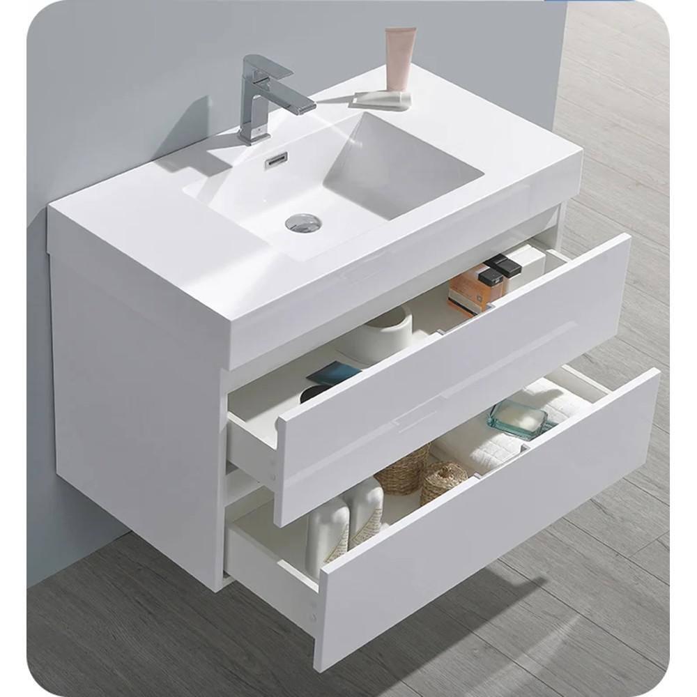Fresca Valencia 36" Wall Mount Single Sink Bathroom Vanity with Top and Sink (Faucet Not Included)