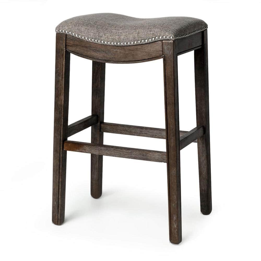 Maven Lane Maven Lane Adrien Backless Saddle Kitchen Stool with Fabric Upholstery