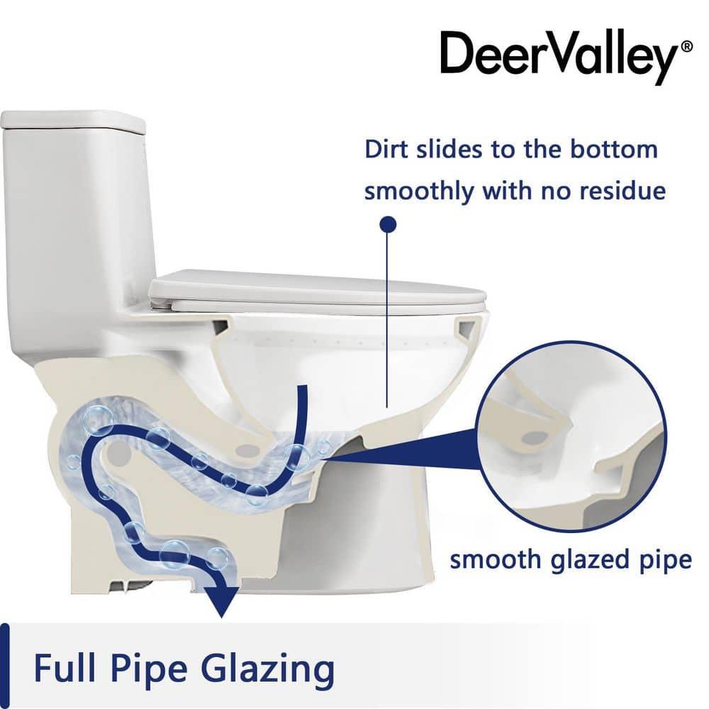 DeerValley Ally Dual-Flush Elongated One-Piece Toilet with Glazed Surface Modern Toilet with Comfort Seat Height  (Seat Included) DV-1F52816
