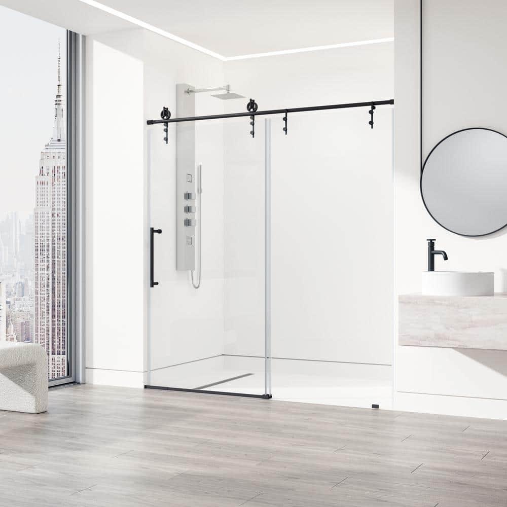 Hamilton 56-60" W x 78" H Sliding Frameless Shower Door with 3/8" Clear Glass