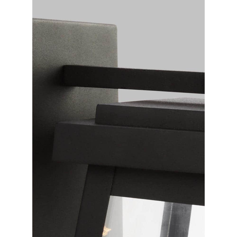 Founders Large 1-Light Black Transitional Exterior Outdoor Wall Sconce with Clear and White Glass Panels Included
