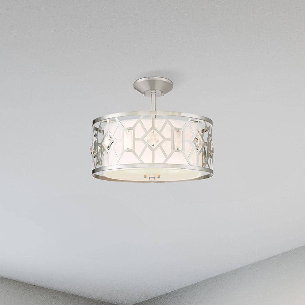 Designers Fountain Brentwood Satin Platinum 2 Light Semi-Flush, 90111-SP