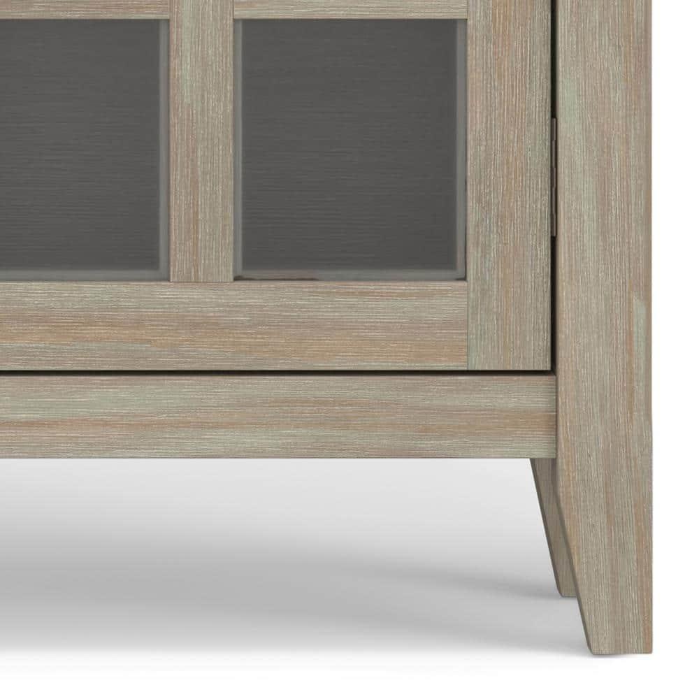 Simpli Home Acadian 36"W Solid Wood 2-Shelf Entryway Storage Cabinet with Glass Doors and 2 Drawers