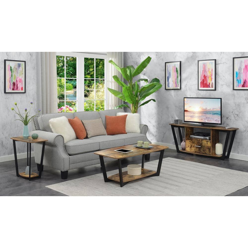 Convenience Concepts Graystone End Table with Shelf, Barnwood/Black Frame