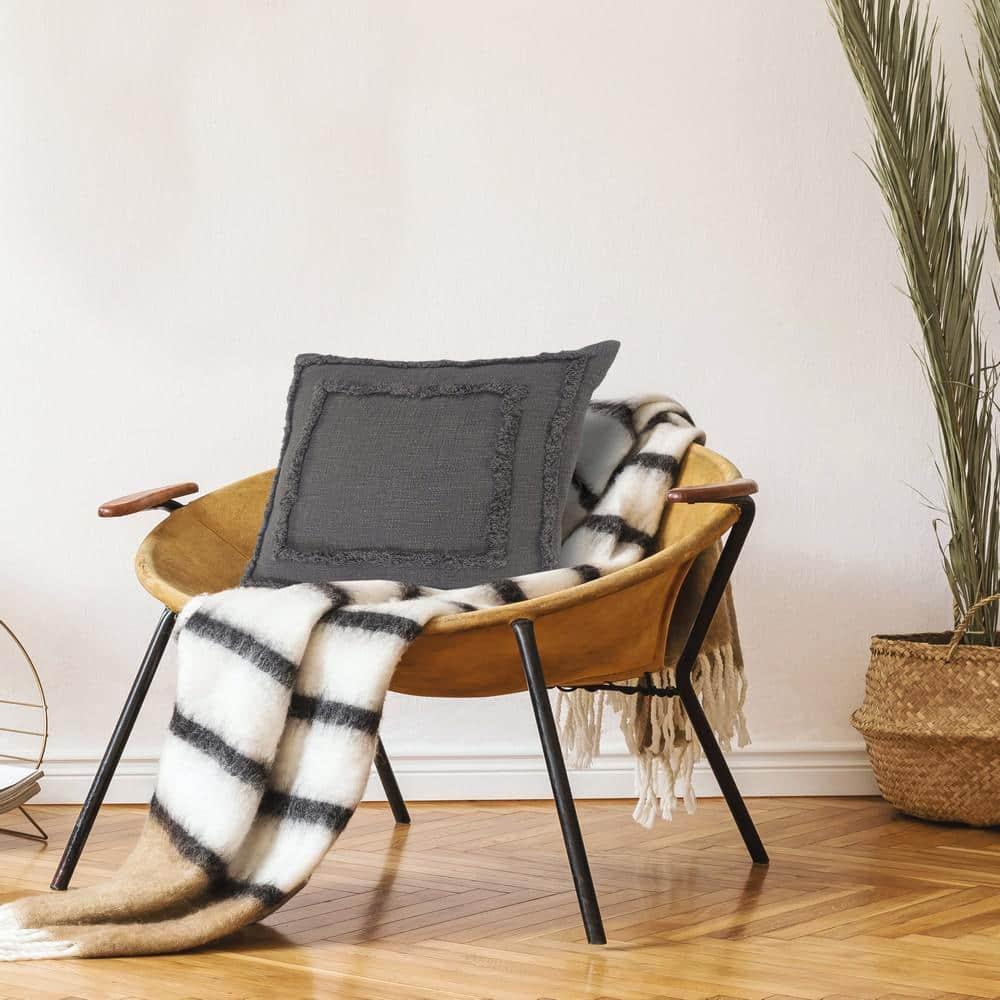 Ox Bay Modern Tufted Solid Throw Pillow, 20" x 20", Gray