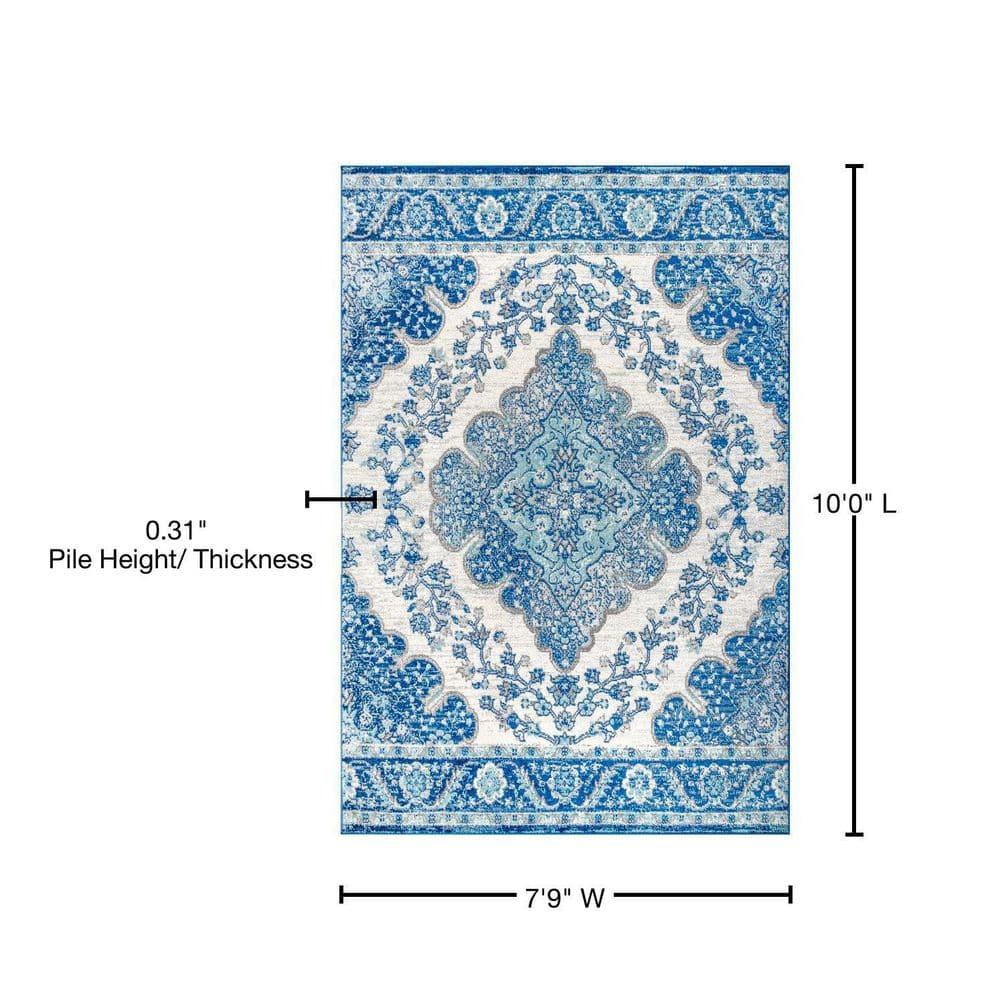 JONATHAN Y Bohemian FLAIR Boho Vintage Medallion Cream/Blue 8 ft. x 10 ft. Area Rug