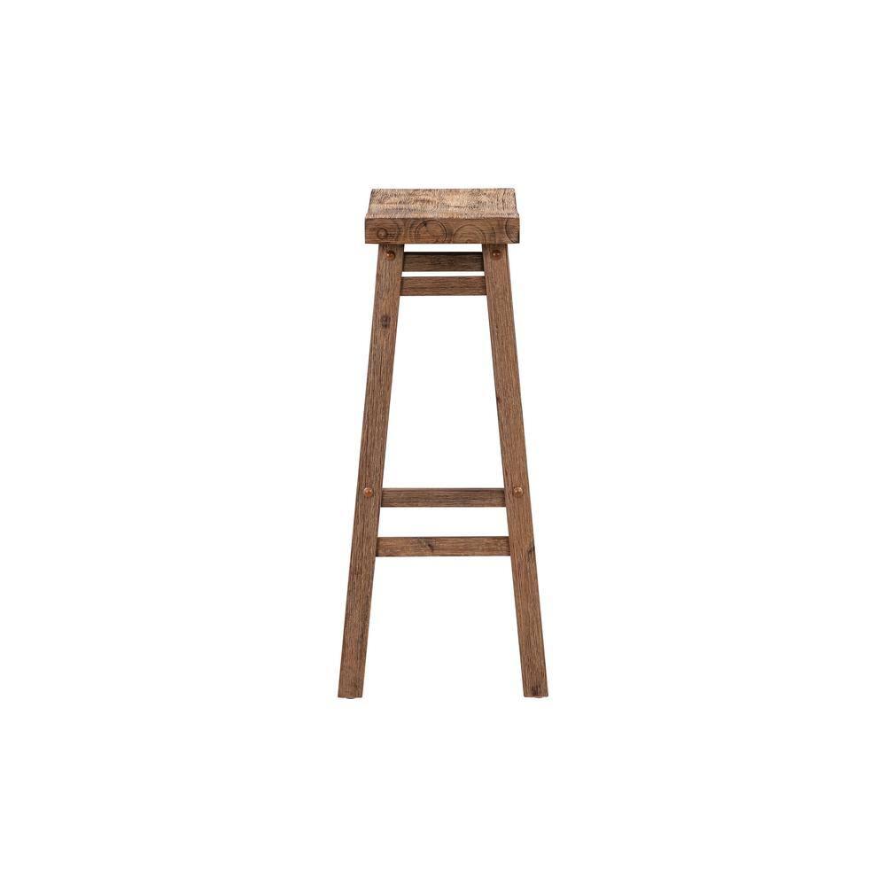 Set of 2 29" Sonoma Wire-Brush Saddle Barstools Barnwood - Boraam: Solid Acacia, Footrest