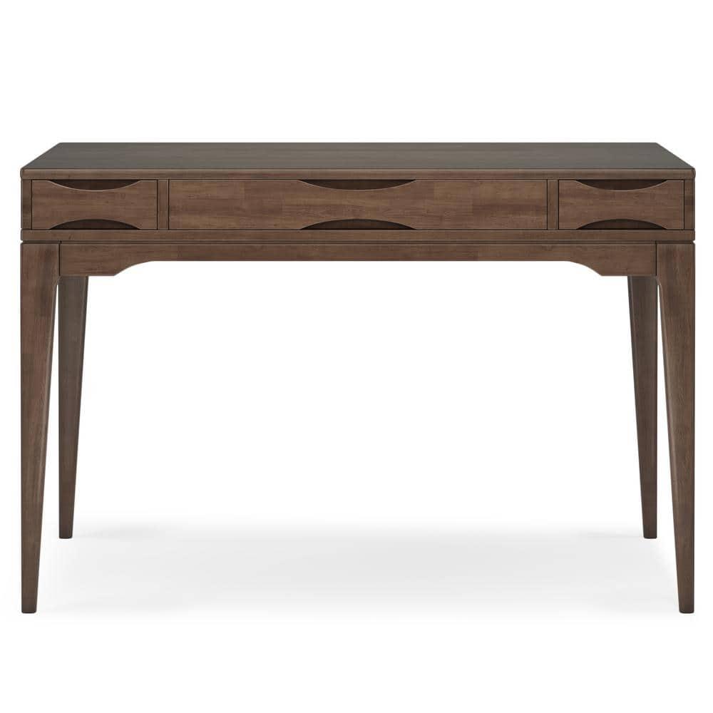 Simpli Home Harper Solid Wood Desk, Contemporary Style with Keyboard Tray and Storage