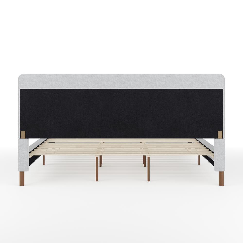 Martha Stewart Martha Stewart Britta Upholstered Platform Bed With Piped Detail Headboard